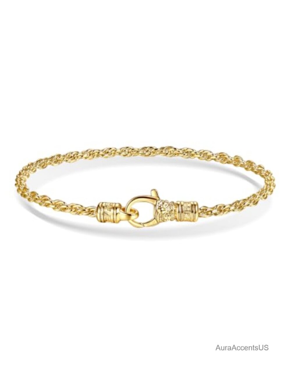 14K Gold Filled Twisted Rope Chain Bracelet - 3mm Diamond Cut - Hypoallergenic